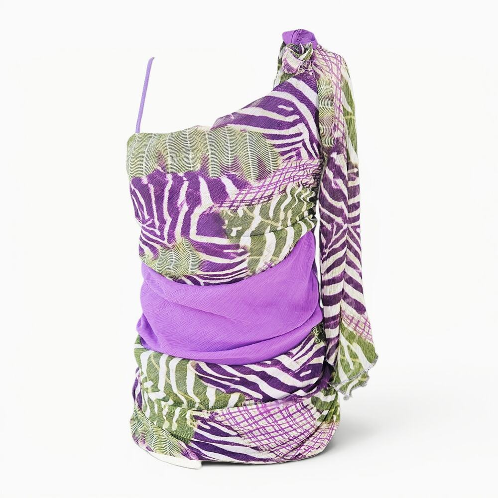 Euro Top Fairycore One-Shoulder Chiffon Purple - Size Small